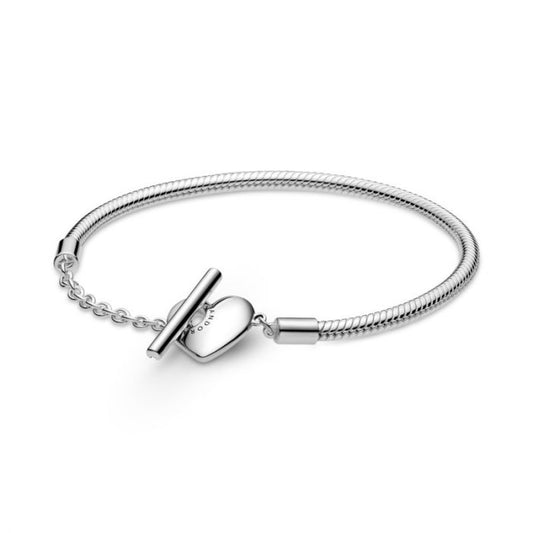 Heart T-Bar Snake Chain Bracelet