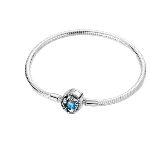 Snake Chain Charm Bracelet with blue stone - Ocean Theme
