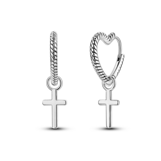 Heart Cross Dangle Earrings