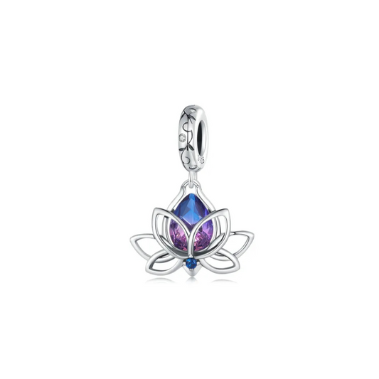 Lotus Flower Charm/Pendant - Blue and Purple