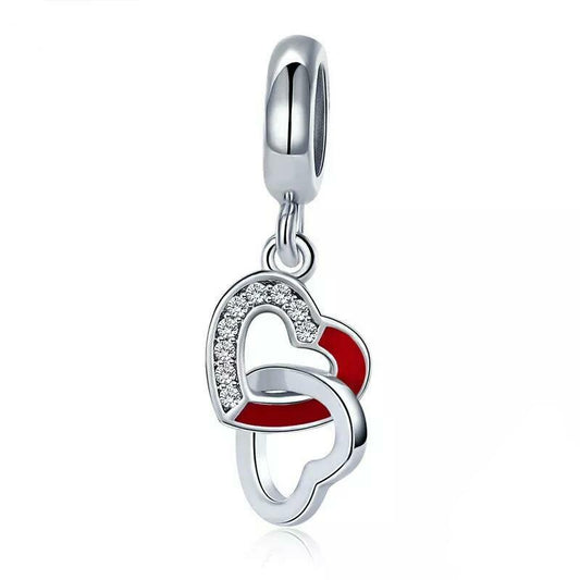 Red Romantic Intertwined Heart Charm