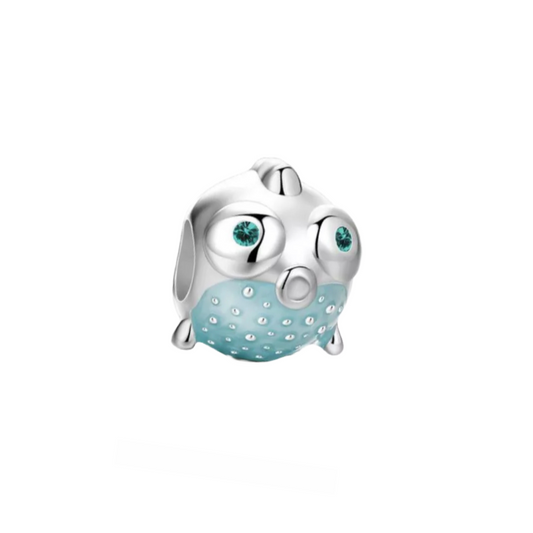 Sterling Silver Puffer Fish Bead Charm